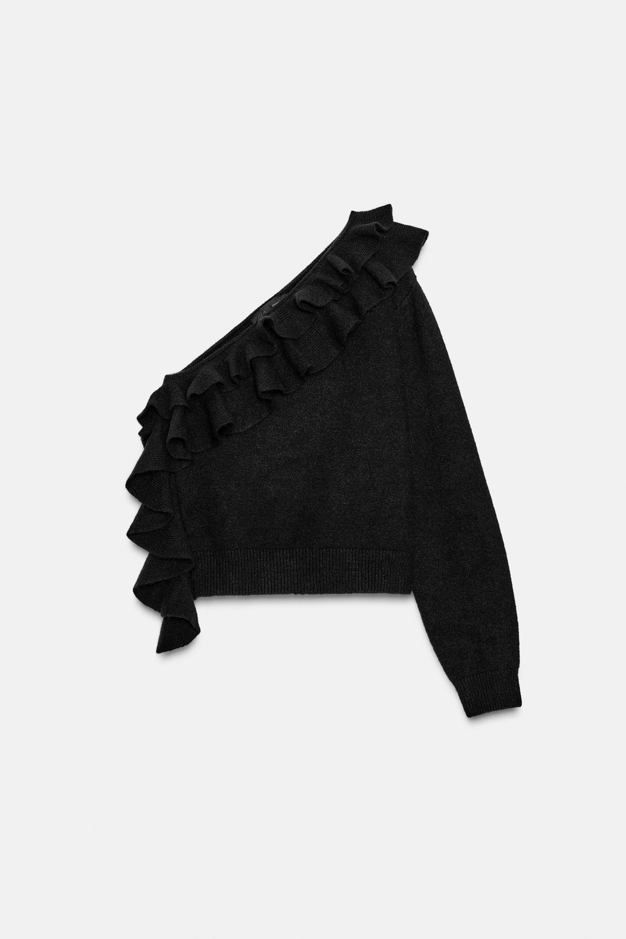 ASYMMETRIC RUFFLED KNIT JUMPER